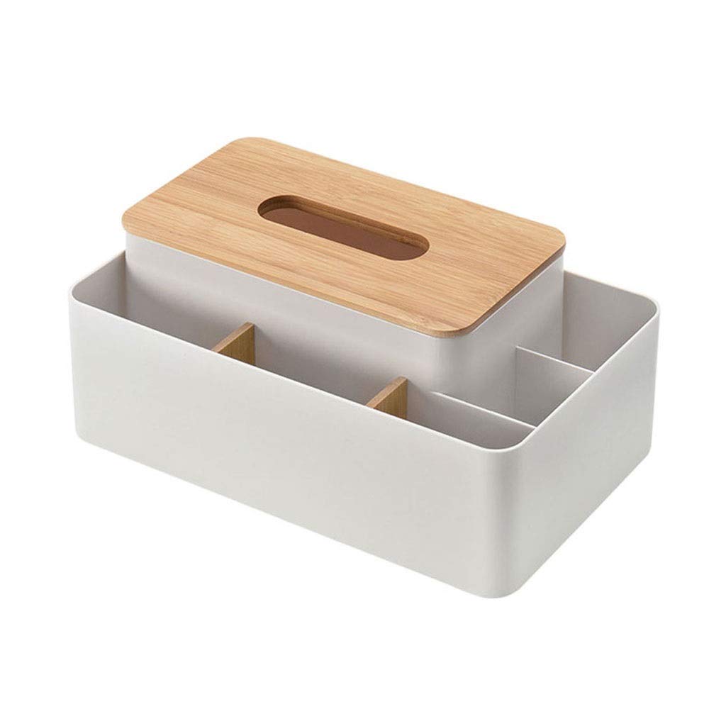 ZLASS Wooden Tissue Box Cover - European Style Napkin Holder, Creative Desktop Tray for Home & Living Room, Remote Control Storage Organizer (White) - Perfect for Sofa Side Tables, Office Desks & Bathroom Countertops