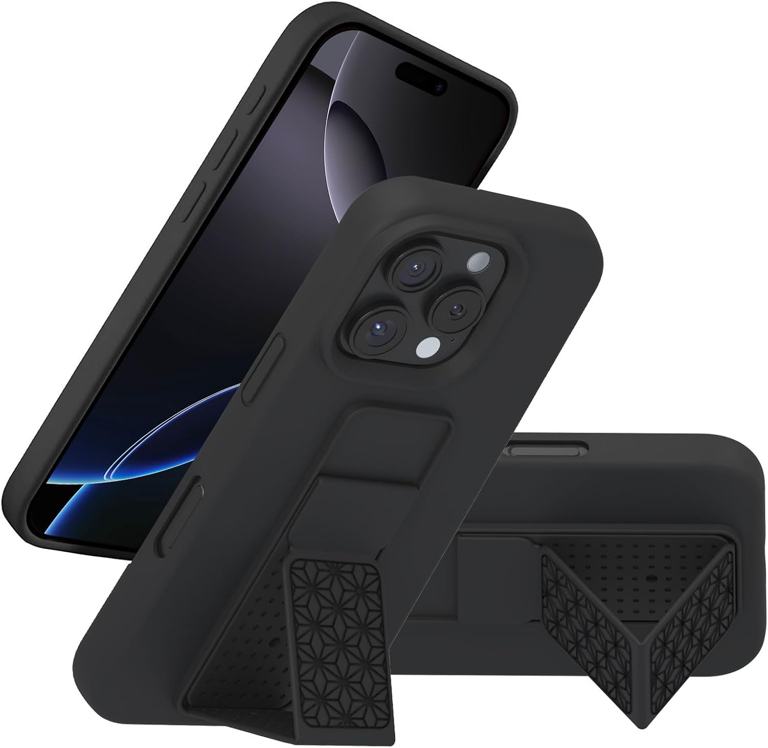 Shockproof iPhone 16 Case with Kickstand - Slim Flexible Liquid Silicone Protective Cover for iPhone 16 (2025 Model) | Perfect for Workouts, Travel & Everyday Protection