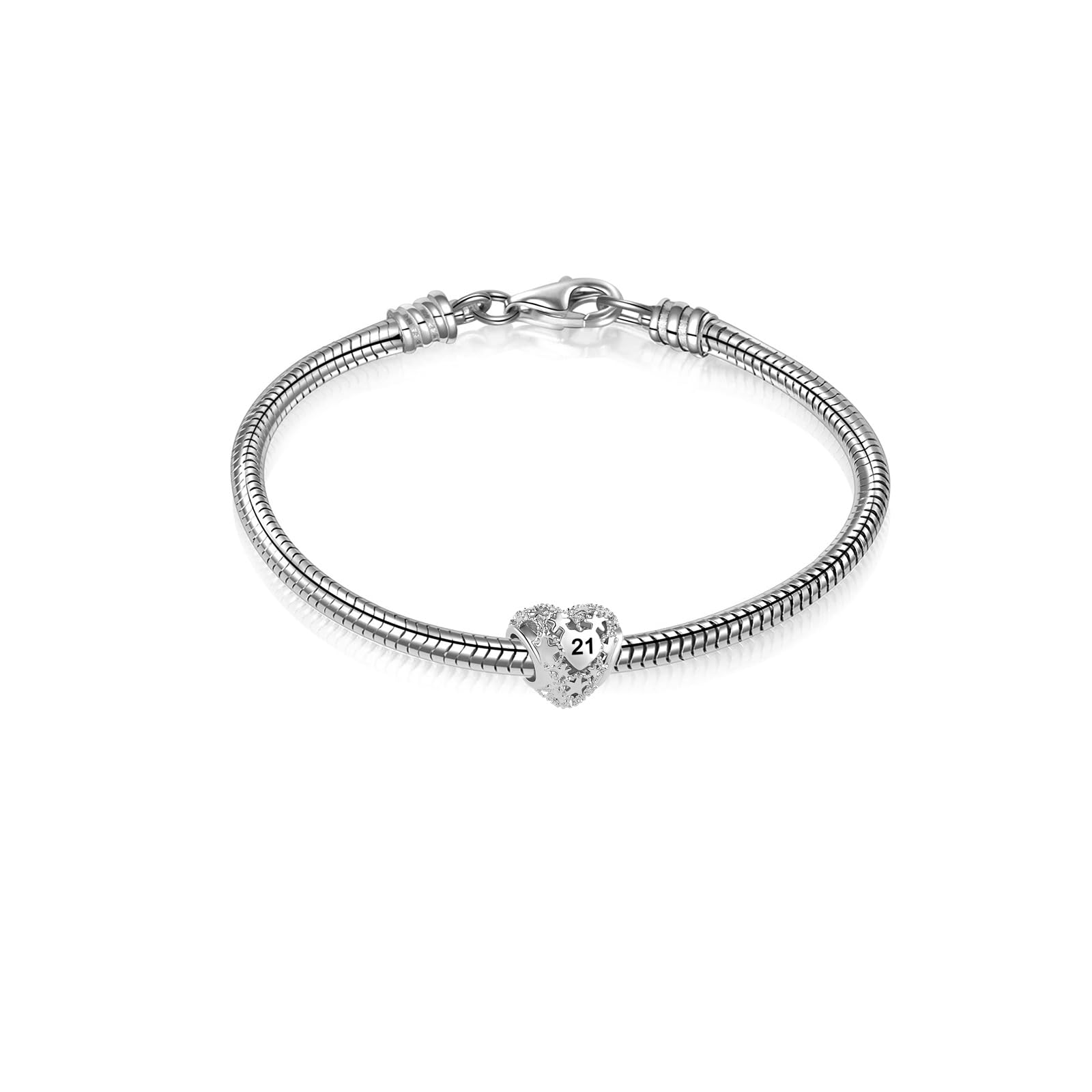 ZakiaHo Heart Charm for Bracelets - 16, 18, 21, 30, 40, 50, 60 Birthday Gifts for Women - Compatible with Pandora Bracelets - Perfect for Anniversaries, Valentine's Day & Special Occasions