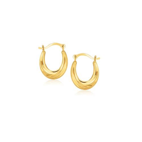 10K Yellow Gold Oval Hoop Earrings for Women - Elegant Dainty Everyday Jewelry - Perfect for Work, Date Night & Special Occasions