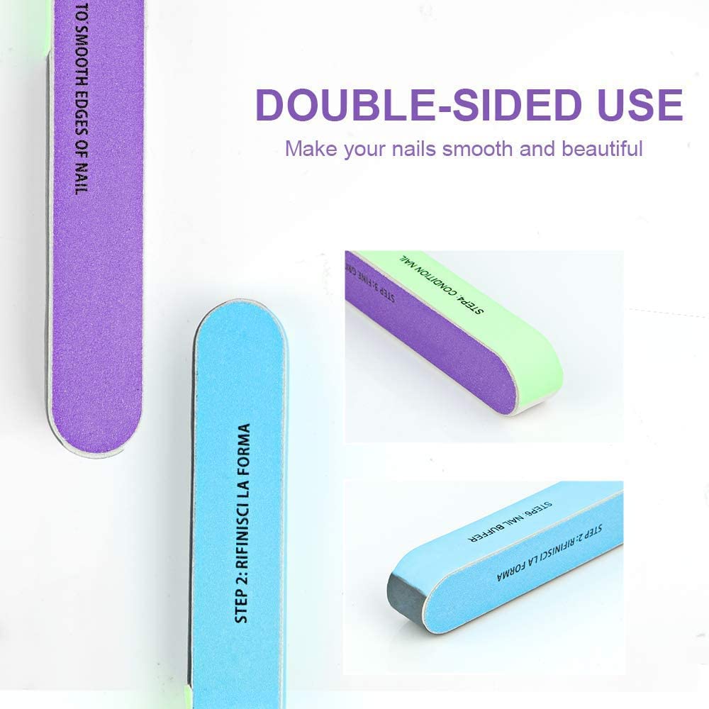 7-Sided Nail Buffer Block & Shine Kit - Professional Acrylic Nail Polisher, Smoother & File for Perfectly Smooth & Shiny Nails - Pack of 2 (Ideal for Salon, Home Manicures & Nail Care Routines)