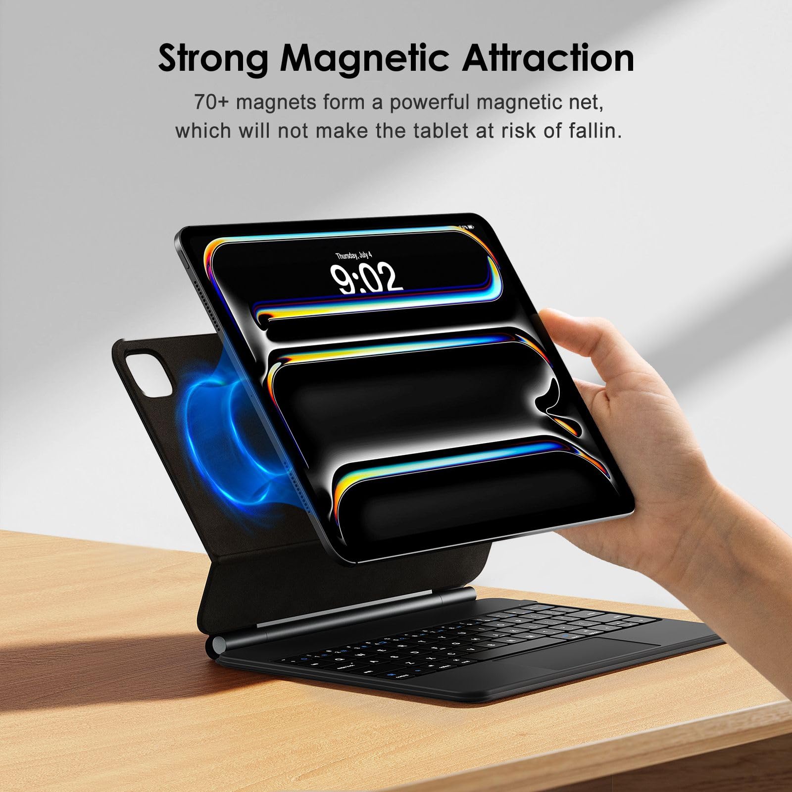 Magnetic Keyboard Case for iPad Pro 11-inch (M4) 2024 - Auto-Connect Design, No Charging Required, Multi-Touch Trackpad - Compatible with iPad Pro 11 (5th Gen) - Perfect for Work, Study & Travel