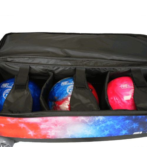 ELITE Basic Triple Roller Bowling Bag - Red, White & Blue Freedom Design | Perfect for League Play, Tournaments & Travel