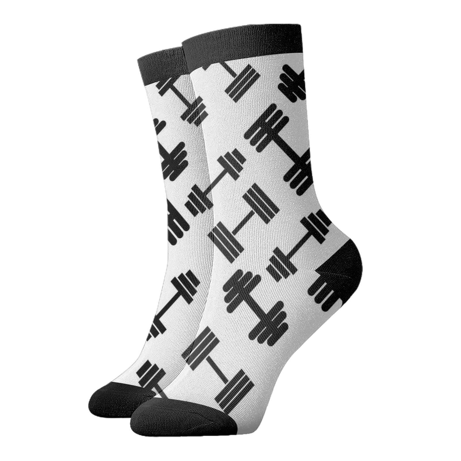 Funny Barbell Dumbbell Graphic Socks - Novelty Fitness Casual Sport Short Socks for Men & Women - Perfect Gym Workout Gift & Cool Crazy Sock Collection for Athletes