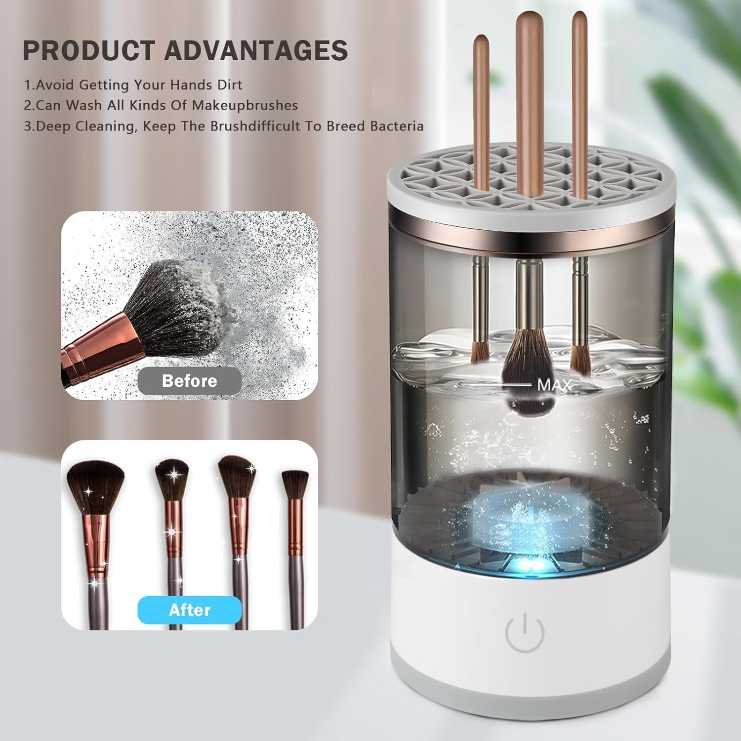 TIREE Electric Makeup Brush Cleaner Machine - Portable USB Automatic Spinner for Fast Washing & Drying | Fits All Brush Sizes | Perfect for Home, Salon & Travel Use (Pack of 1)