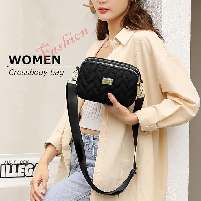 LassZone Women's Crossbody Bag with Multiple Pockets - Waterproof Nylon Shoulder Purse for Phone, Wallet & Essentials - Perfect for Travel, Shopping & Daily Use