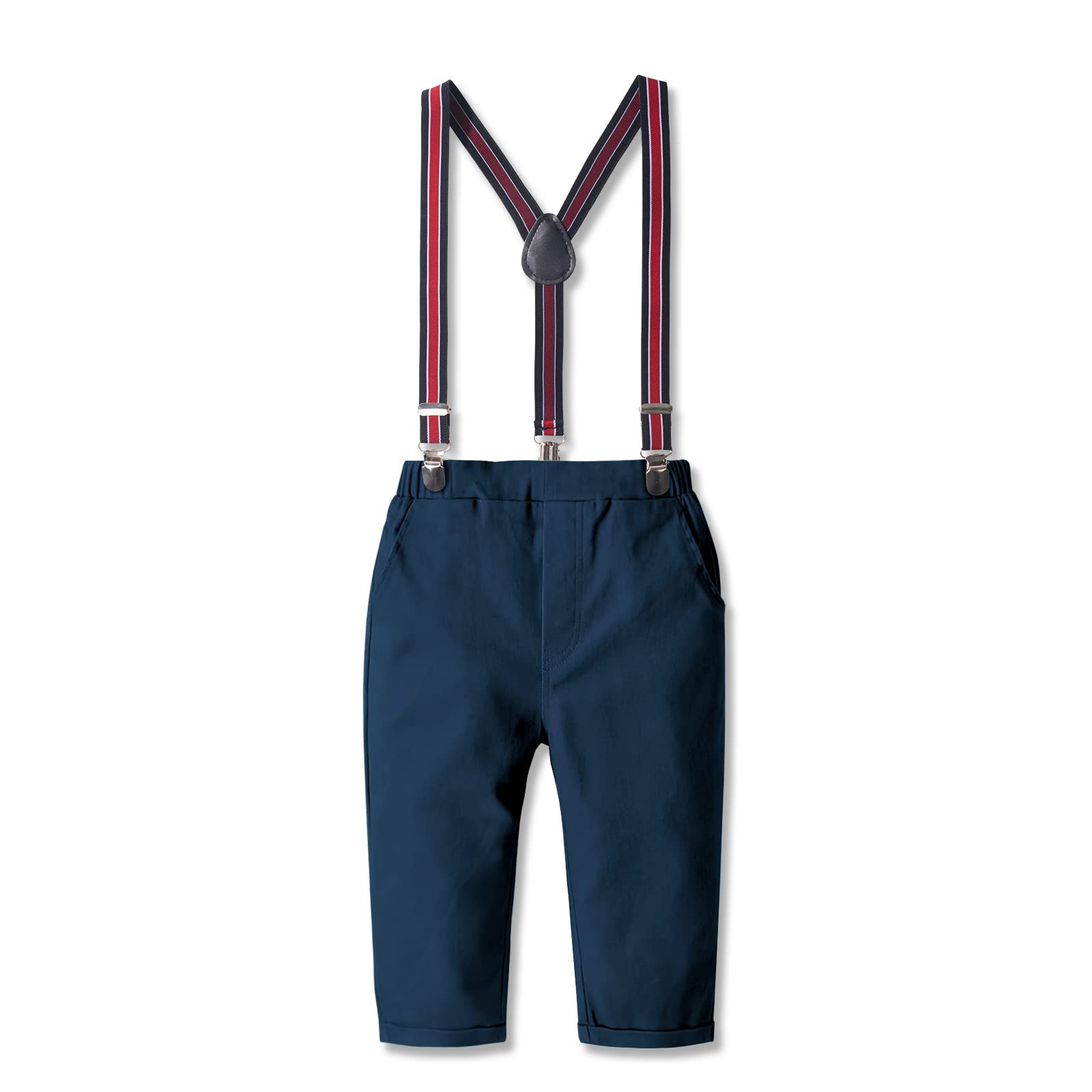 NWADA Baby Boy Formal Suit Set - Dress Shirt, Suspenders & Bow Tie Outfit for Toddlers (12M-7Y) | Perfect for Weddings, Parties & Special Occasions