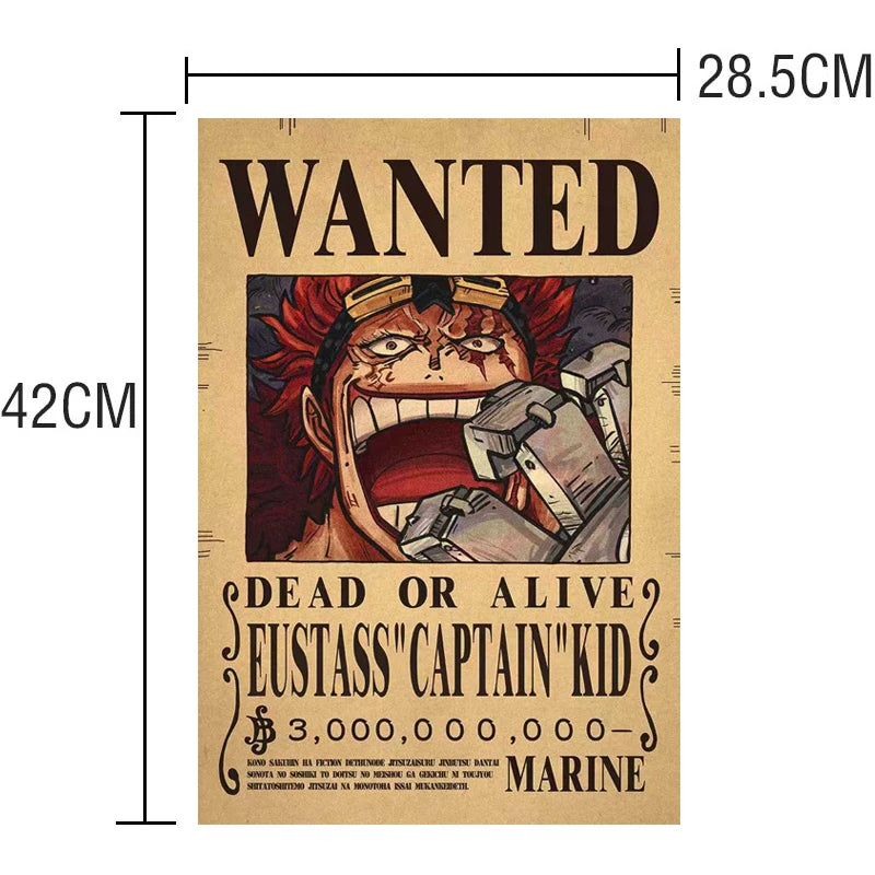 One Piece Bounty Wanted Sticker Posters - Anime Wall Decor for Bedroom, Office & Game Room - Perfect for Fans & Collectors