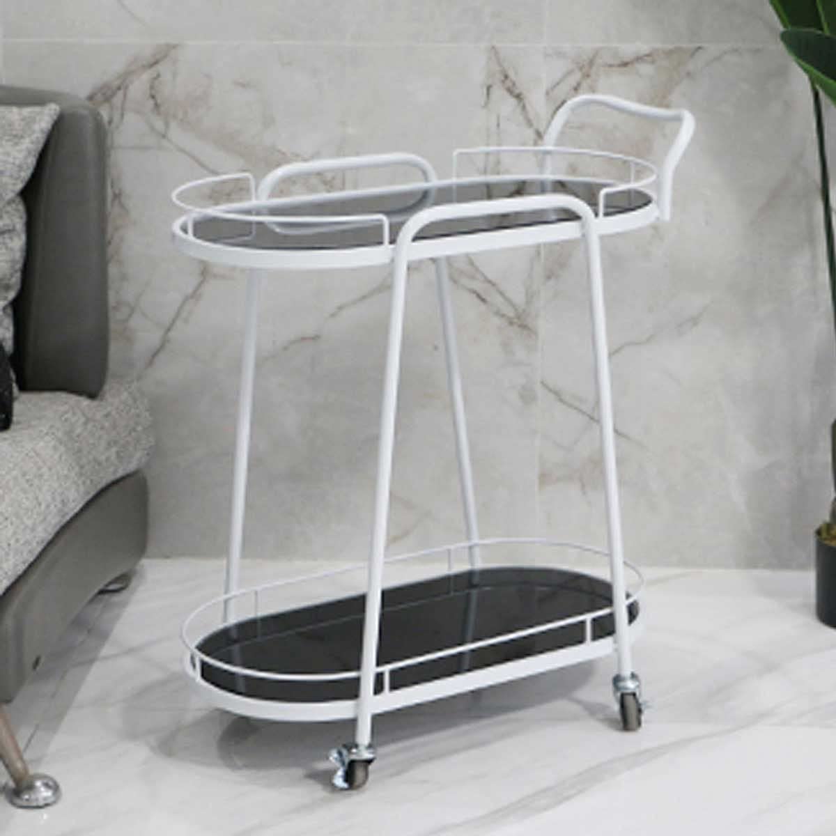 3-Tier Rolling Kitchen Cart - White Metal Serving Cart with Wheels for Home, Bar, Living Room | Perfect for Dining, Storage & Entertaining