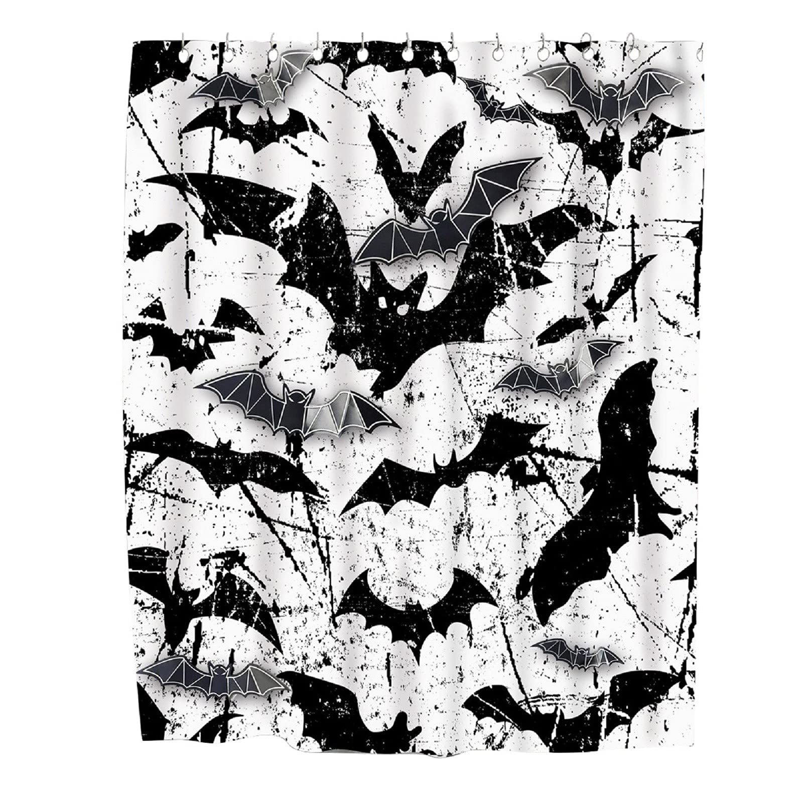 180x180cm Glow in The Dark Shower Curtain with Magnets - Halloween Bathroom Decor, Waterproof Gray Shower Liner for Bathtub & Bathroom Decoration | Perfect for Spooky Halloween, Themed Parties & Unique Home Decor