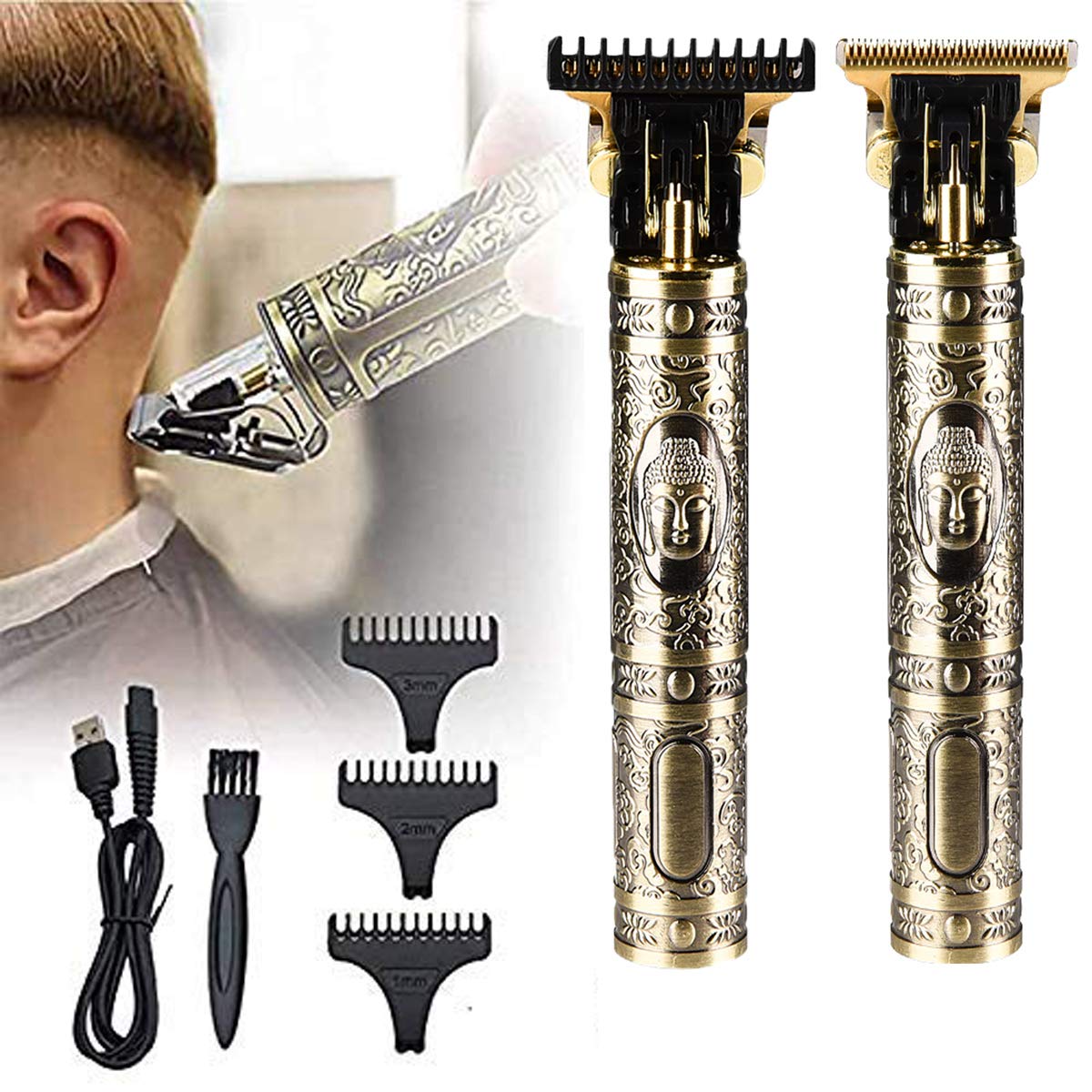 DEYOT Professional Hair Clippers for Men - Electric Hair Trimmer Kit with T-Blade, USB Rechargeable, Waterproof Design & Guide Combs - Perfect for Home Haircuts, Beard Grooming and DIY Styling