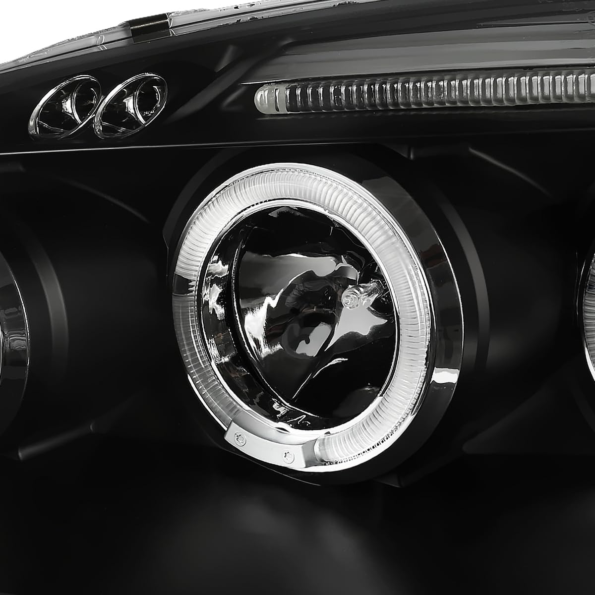 Spec-D Tuning Retro Style Projector Headlights Black with 8-LED Fog Lamps - Compatible with Volkswagen Golf Rabbit (Left & Right Pair Headlamp Assembly) - Perfect for Night Driving & Car Customization