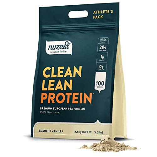 Nuzest Premium Vegan Pea Protein Powder - Clean Lean Plant-Based Protein, Dairy Free, Gluten Free, Non-GMO, Smooth Vanilla Flavor (5.5 lb, 100 Servings) | Ideal for Post-Workout Recovery, Muscle Building & Healthy Smoothies