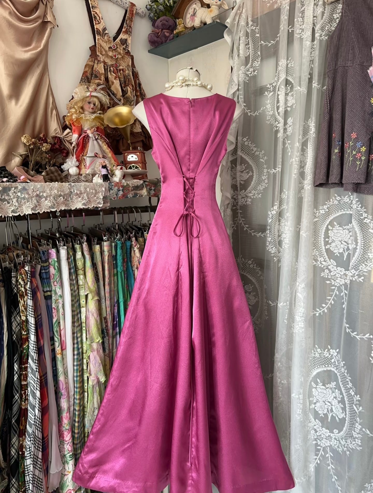 Elegant Pink A-Line Long Prom Dress Vintage Formal Gown J5017 for Homecoming, Wedding, Ball, and Special Occasions