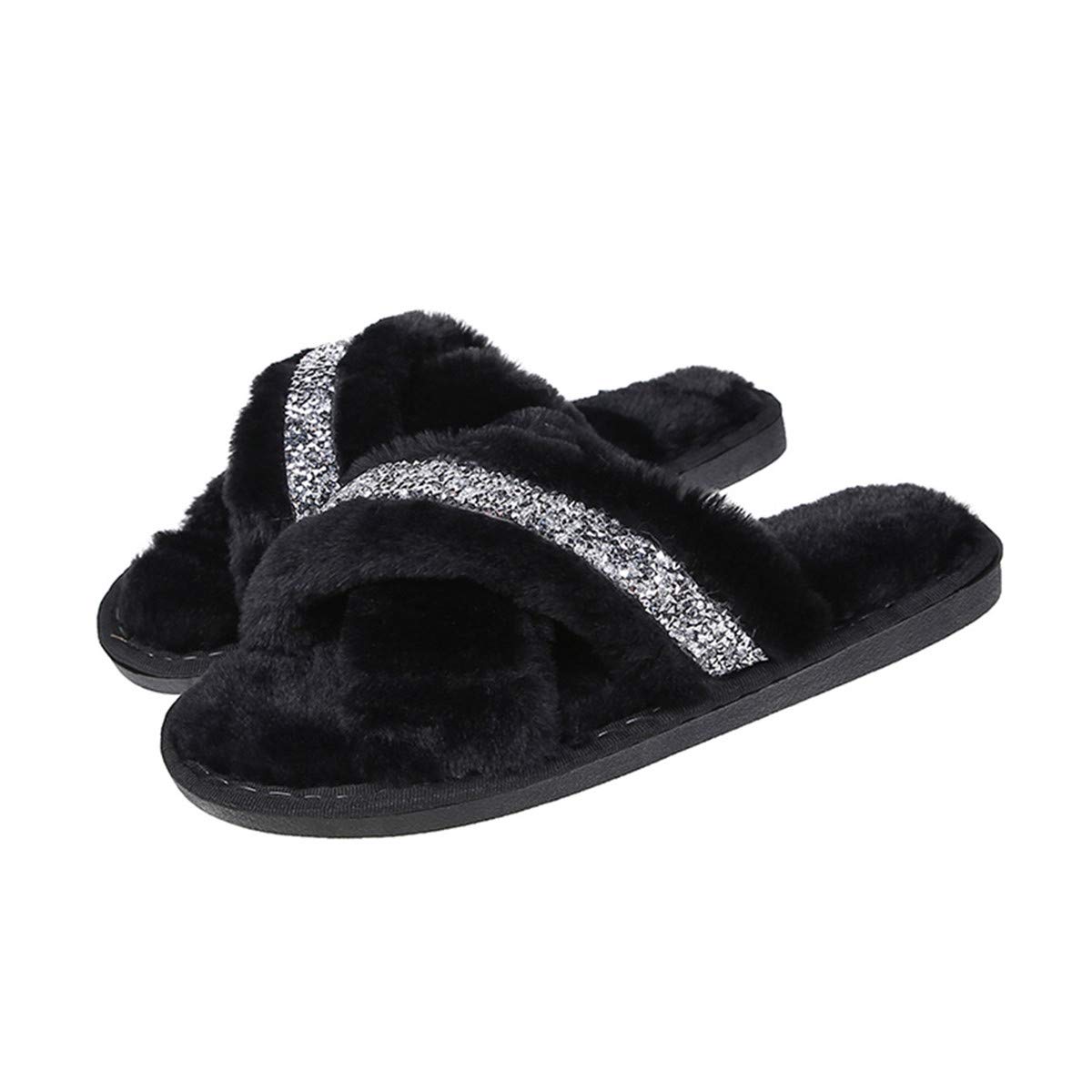 Cozy Women's Plush Winter Slippers - Open Toe Warm House Shoes for Indoor Comfort | Perfect for Lounging, Relaxing at Home & Cold Weather Wear