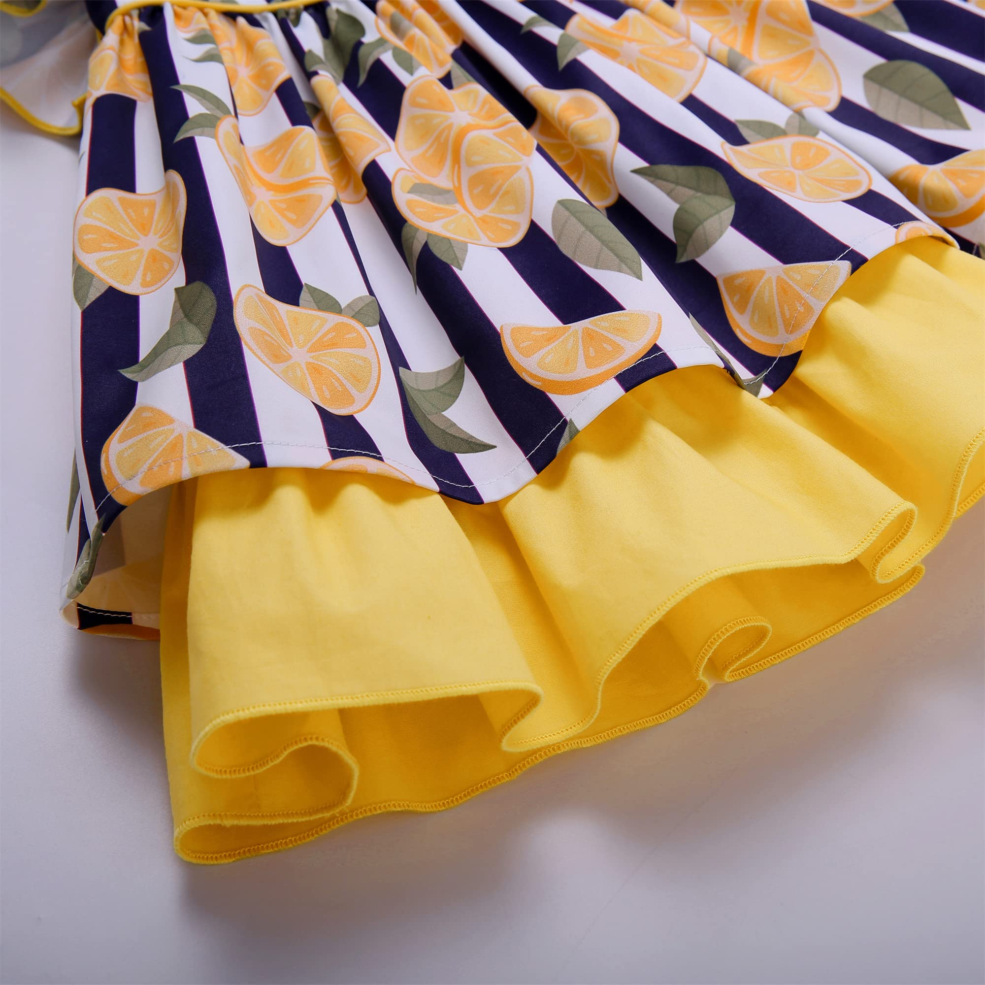 Pettigirl Girls Vintage Summer Yellow Ruffle Dress - Casual Outfit for Teens & Toddlers - Cute Big Sister Party Dress for Special Occasions, Birthday, Family Photos & Playdates
