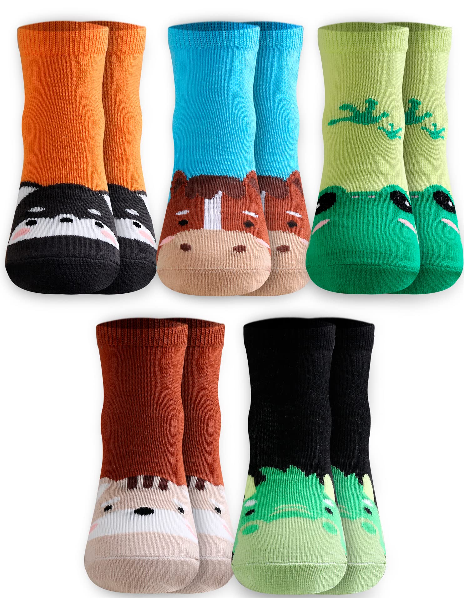 VAENAIT Baby Animal Crew Socks for Toddlers - Zoo Themed Multi Pack for Boys & Girls - Playtime & Daily Wear