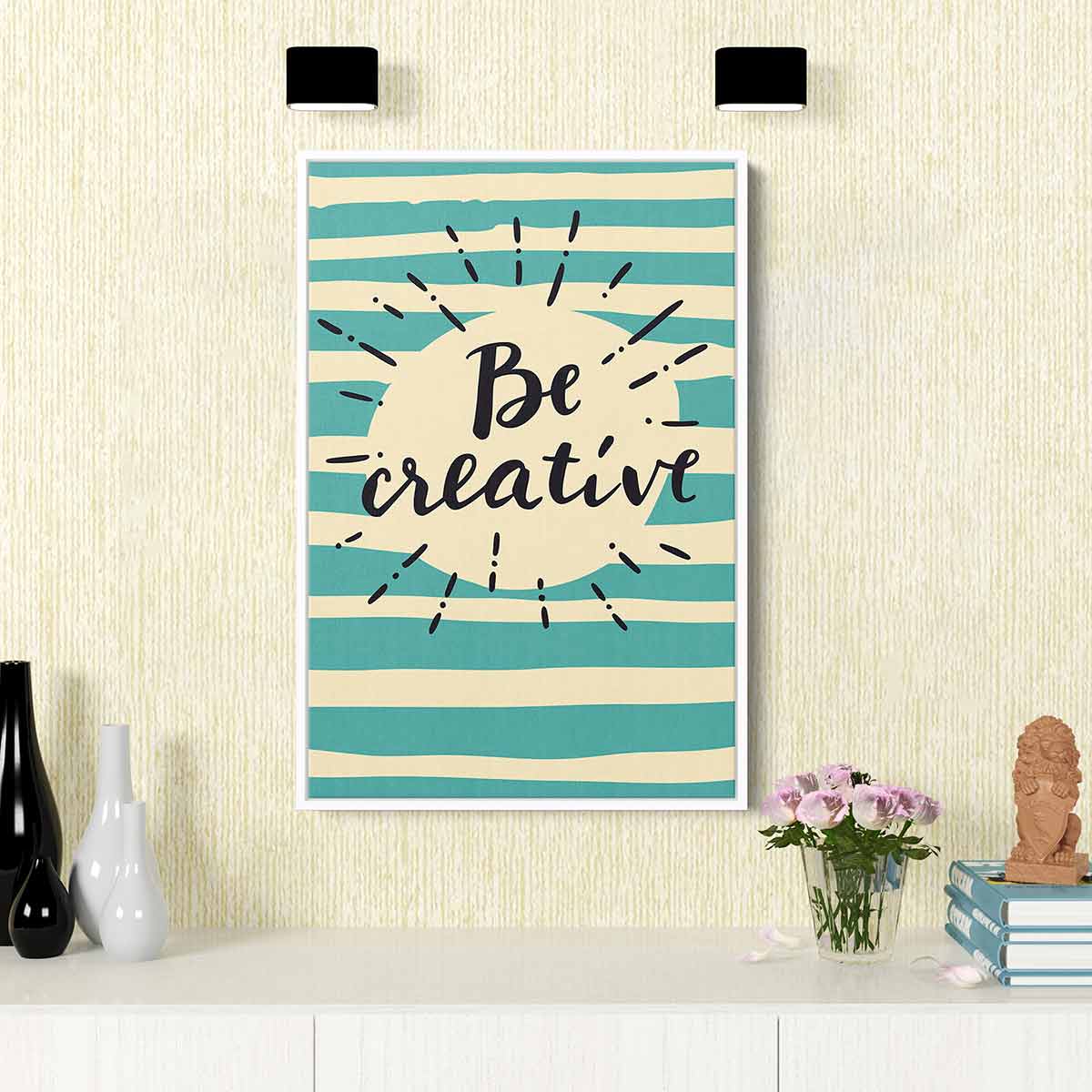 Turquoise Be Creative Wall Art Canvas - Modern Abstract Painting for Home & Office Decor - Perfect for Living Room, Bedroom, or Workspace