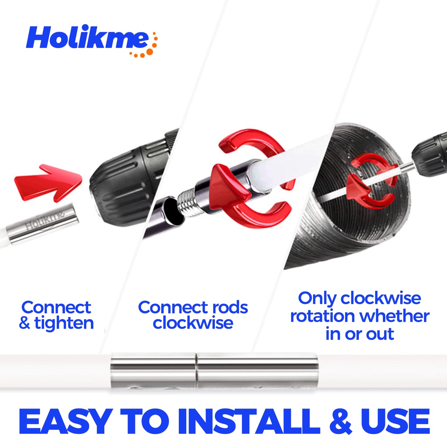 Holikme 30ft Dryer Vent Cleaner Kit - Flexible Lint Brush with Drill Attachment for Chimney & Fireplace Cleaning