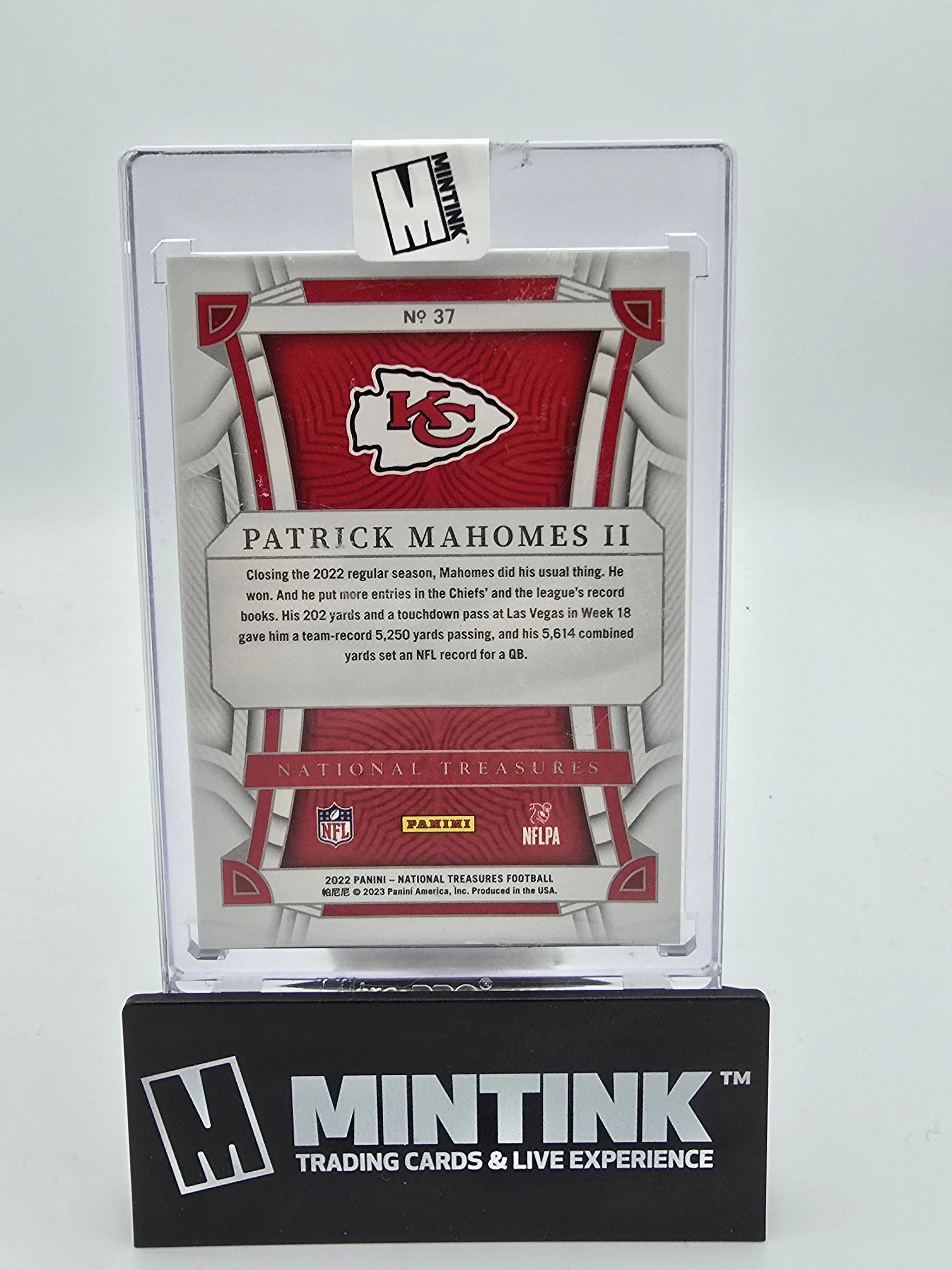 2022 Panini National Treasures Football Patrick Mahomes II Purple Foil /49 - Rare NFL Trading Card for Collectors & Sports Fans - Perfect for Display, Investment & Memorabilia Collections