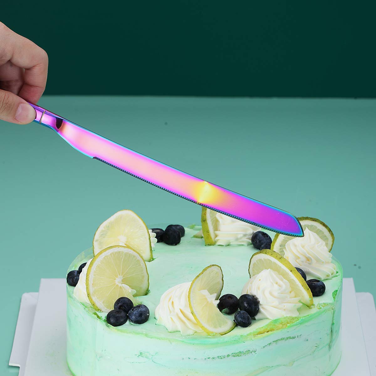 Berglander Rainbow Cake Pie Pastry Servers - Colorful Cake Serving Set with Knife & Server for Weddings, Birthdays, Parties | Perfect for Cake Cutting, Dessert Serving & Special Events
