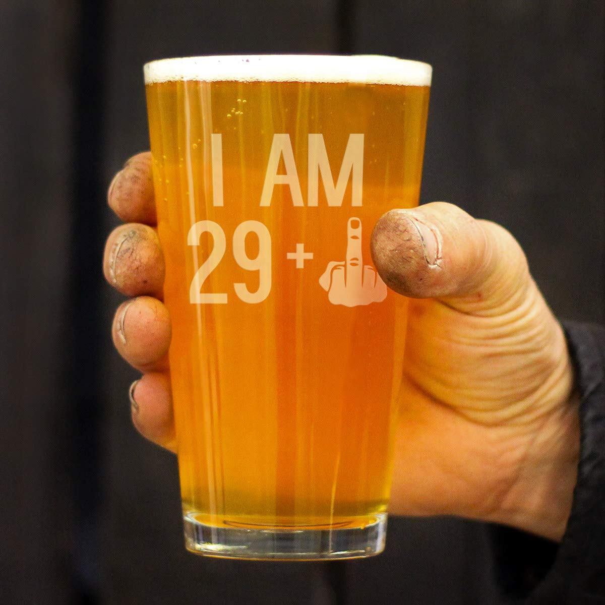 29 + 1 Middle Finger 16 oz Beer Pint Glass - Hilarious 30th Birthday Gift for Men & Women - Perfect for 30th Birthday Parties, Gag Gifts & Bar Decor