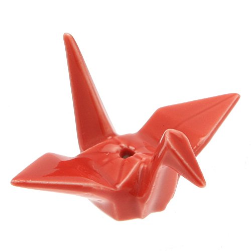 Premium Japanese Incense Holder - Crane Nippon Kodo Red Ceramic Burner for Meditation, Yoga & Home Decor
