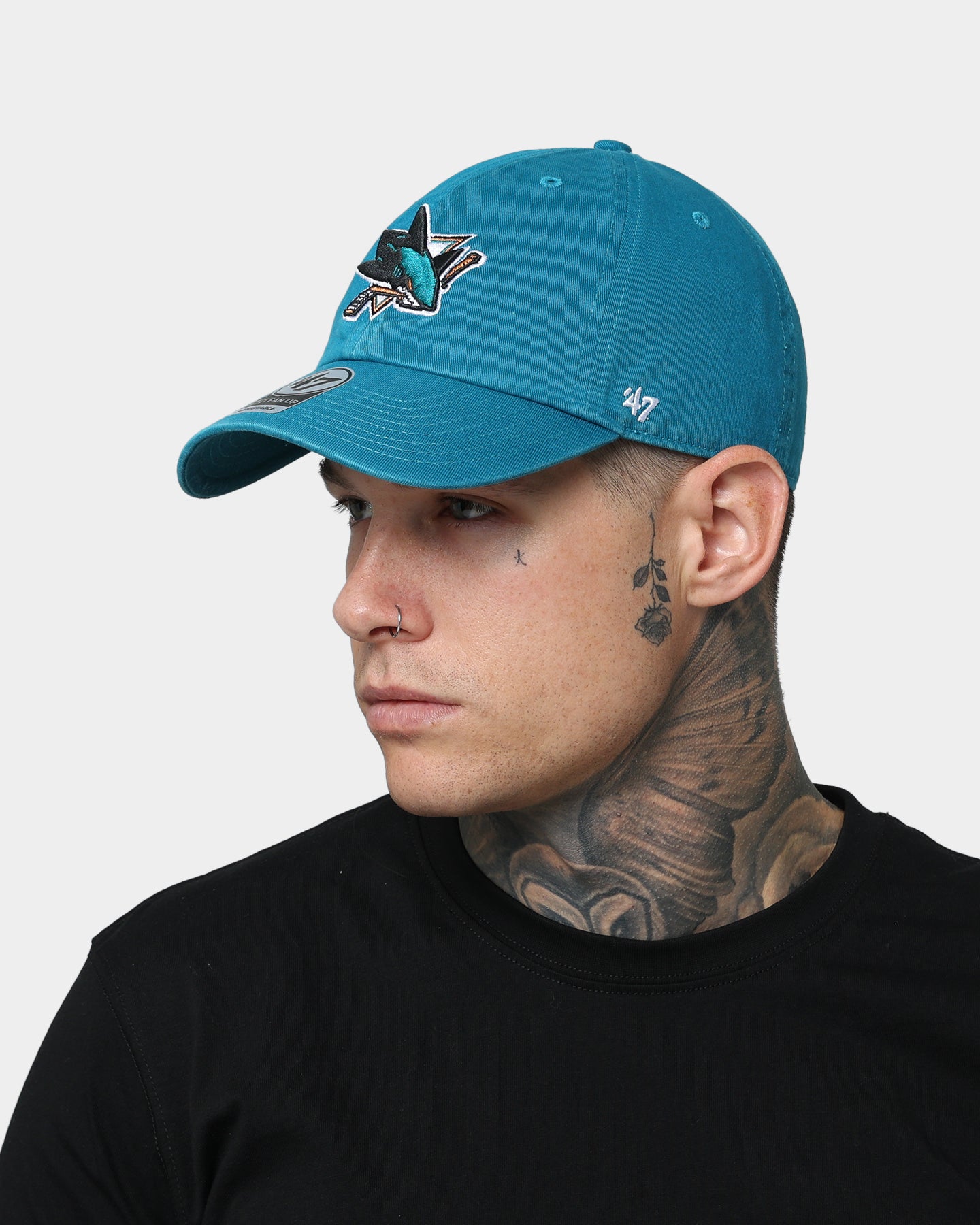 47 Brand San Jose Sharks Clean Up Strapback Dark Teal Adjustable Hat - Perfect for Baseball, Hockey Games & Outdoor Activities