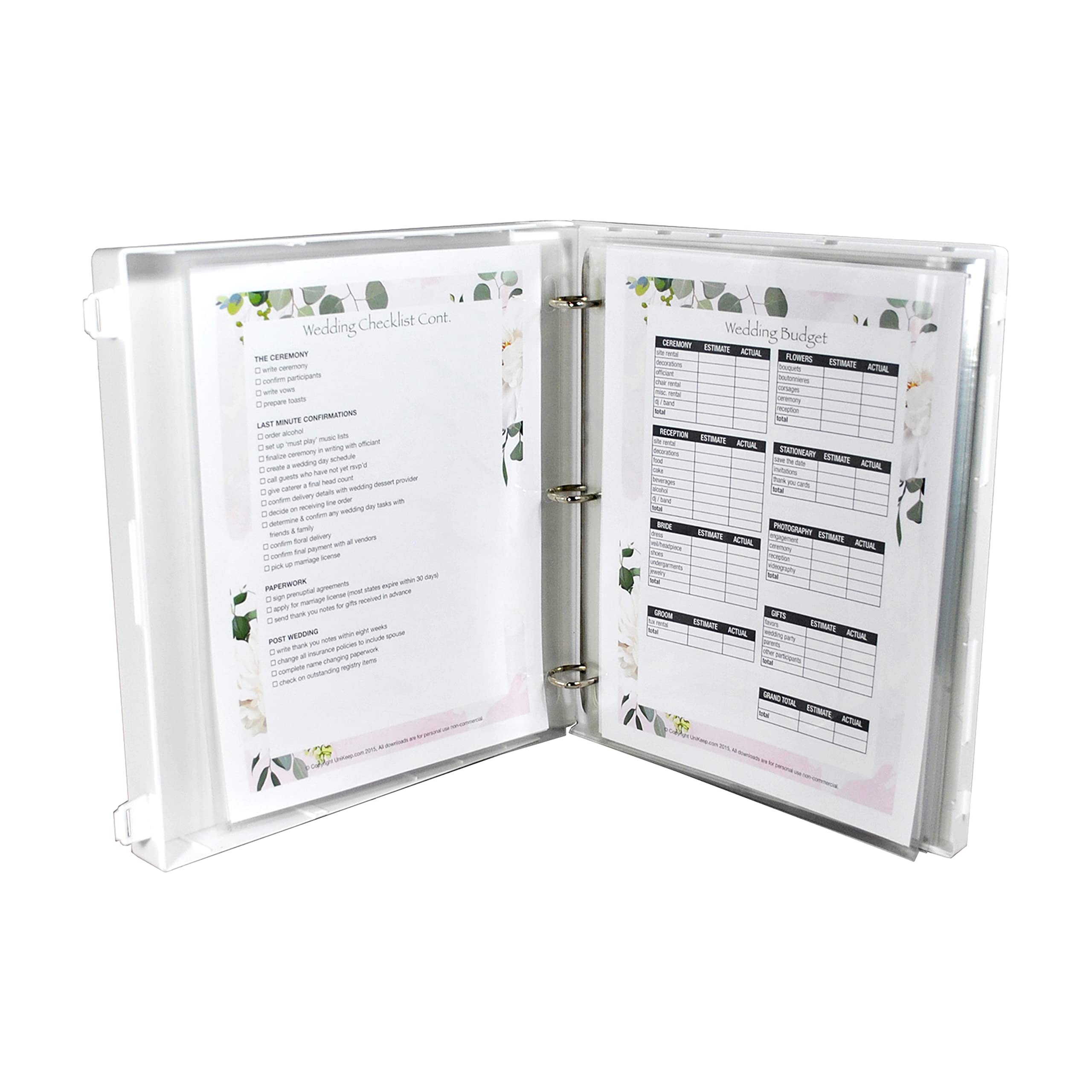 UniKeep Wedding Planning Binder Kit Organizer - Floral Design 2021 Edition (33 Pages, Standard Size) | Perfect for Brides, Wedding Planners & DIY Couples | Budget Tracking, Guest Lists & Venue Planning