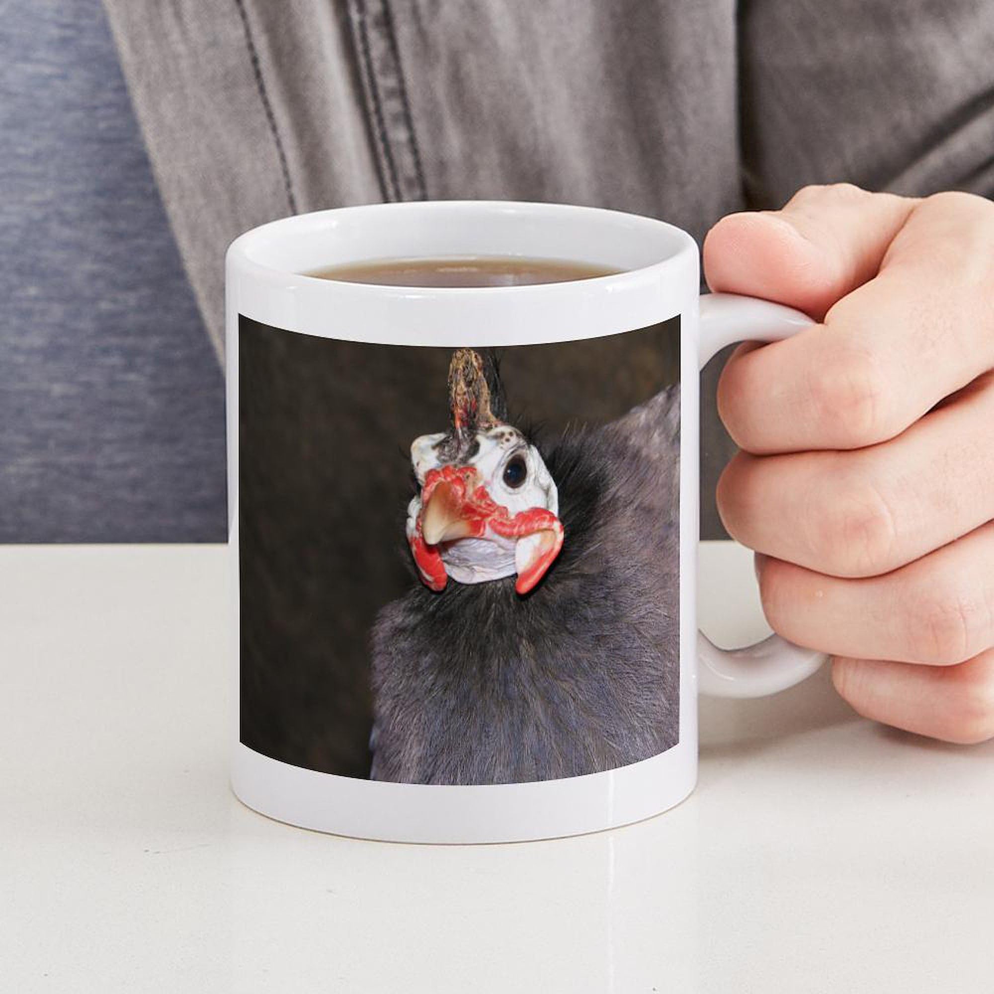 Guinea Fowl Ceramic Coffee Mug 11 oz (325ml) - Unique Animal Print Design for Tea, Hot Chocolate & Office Use
