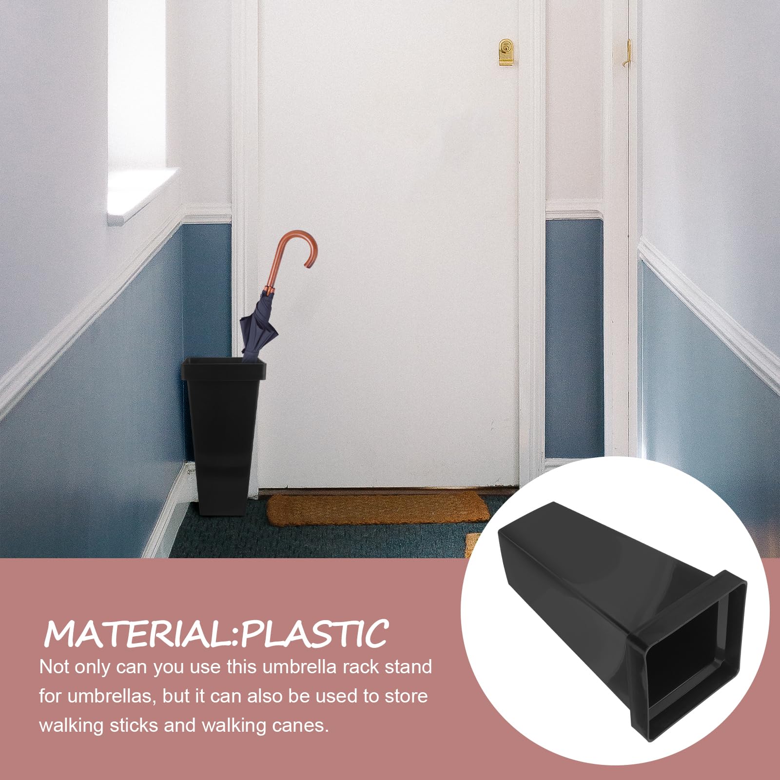 Heavy Duty Square Umbrella Stand - Plastic Entryway Organizer for Walking Canes, Sticks & Umbrellas | Durable Home & Office Storage Solution for Hallways, Porches & Mudrooms