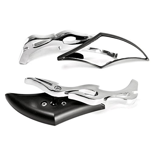 Krator Diamond Twist Black Chrome Motorcycle Mirrors - Compatible with Suzuki Moped Cutlass FA50 FZ50 - Durable Aftermarket Replacement for Enhanced Safety and Style - Perfect for City Commuting and Highway Riding