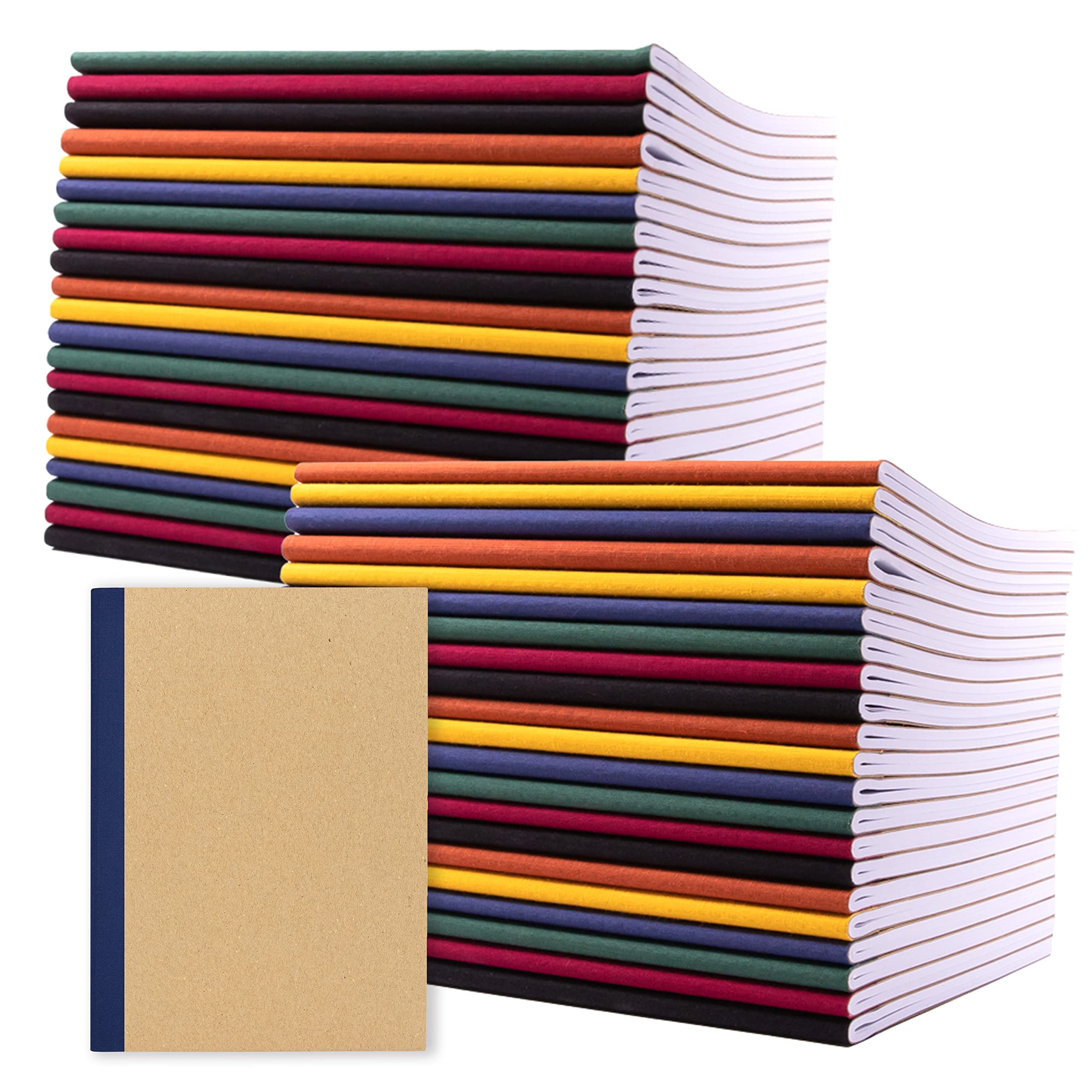 PAPERAGE 48-Pack Composition Notebooks - 120 Pages College Ruled Lined Paper, Kraft Cover with Jewel Tone Spines, 8