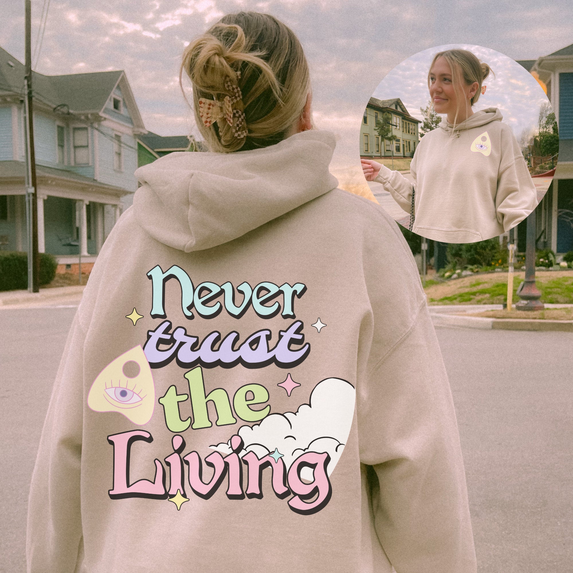 Never Trust the Living Lydia Deets Halloween T-Shirt | Pastel Halloween Costume Sweater Hoodie for Women & Men | Perfect for Halloween Parties, Cosplay & Gift Giving