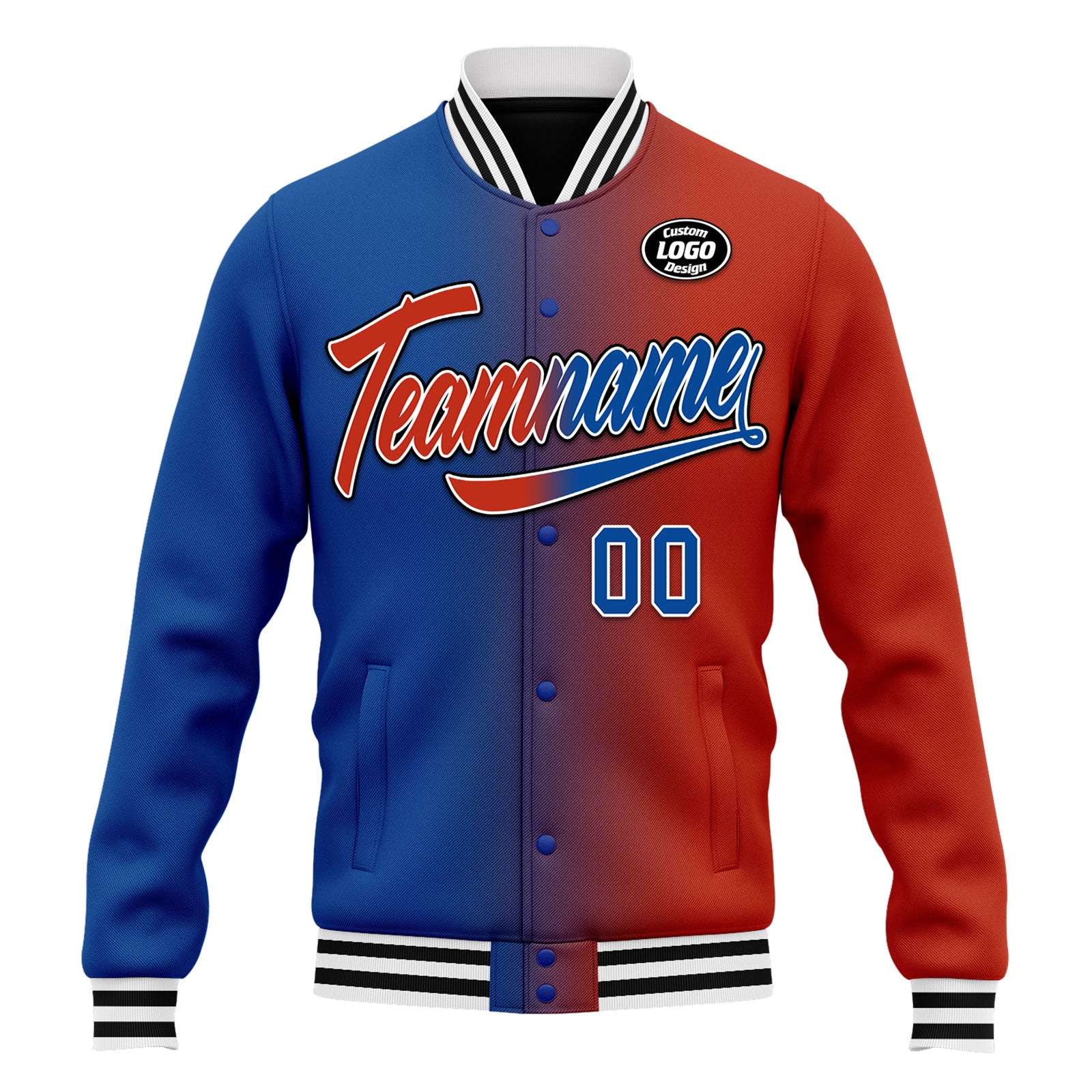Custom Gradient Fashion Bomber Jacket - Personalized Varsity Letterman Jacket with Full Snap Closure (FZ005 D028016) - Perfect for Casual Wear, Street Style & Gift Giving