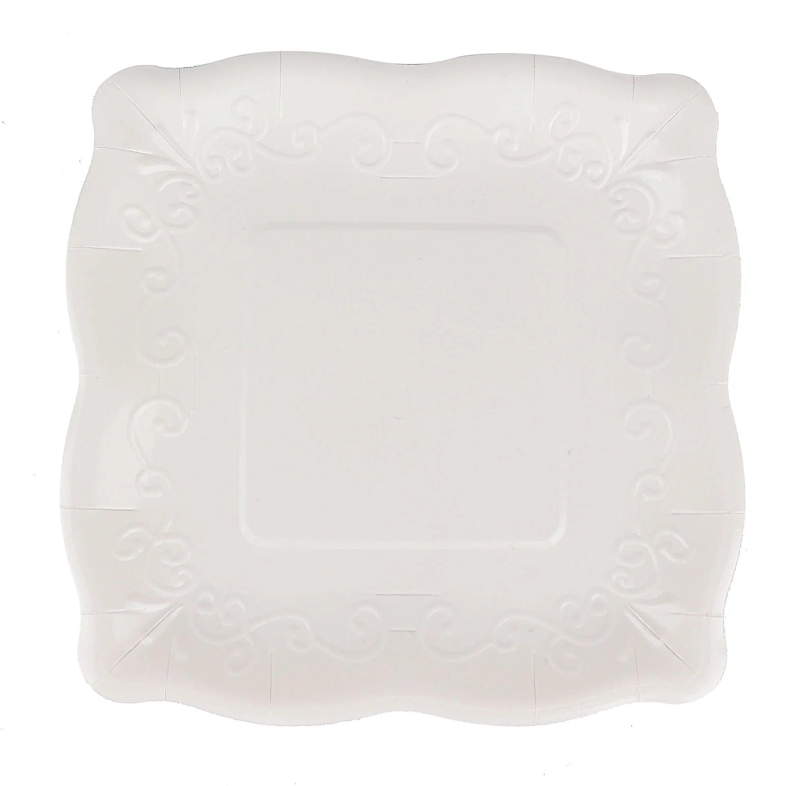 25 Pack Square Disposable Dessert Plates with Elegant Scroll Design - Perfect for Parties, Weddings, and Dinner Events