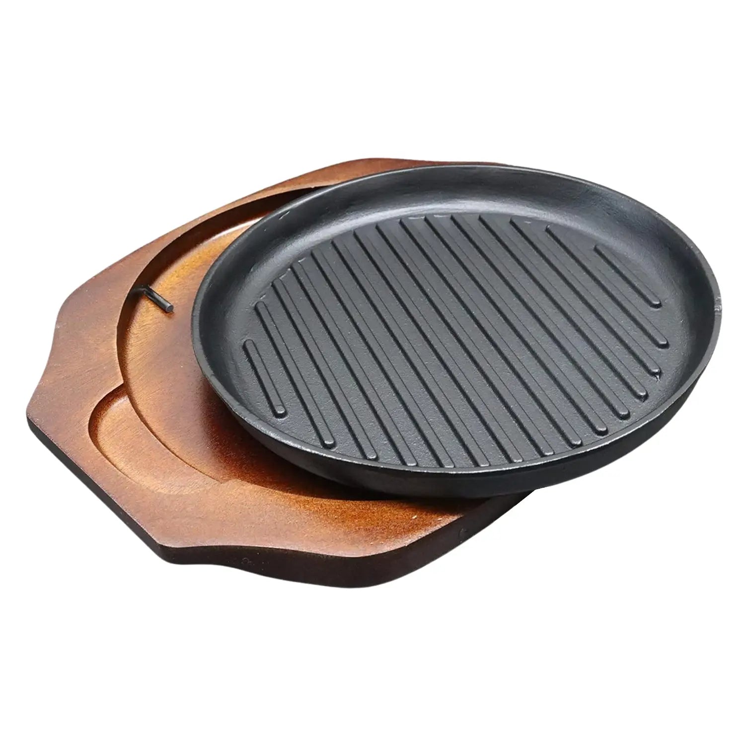 Premium Asahi Chuzo Cast Iron Round Grill Sizzler Platter - Authentic Japanese Teppanyaki & Hibachi Cooking Plate for Steak, Seafood & Vegetables - Perfect for Home BBQ, Camping & Outdoor Dining