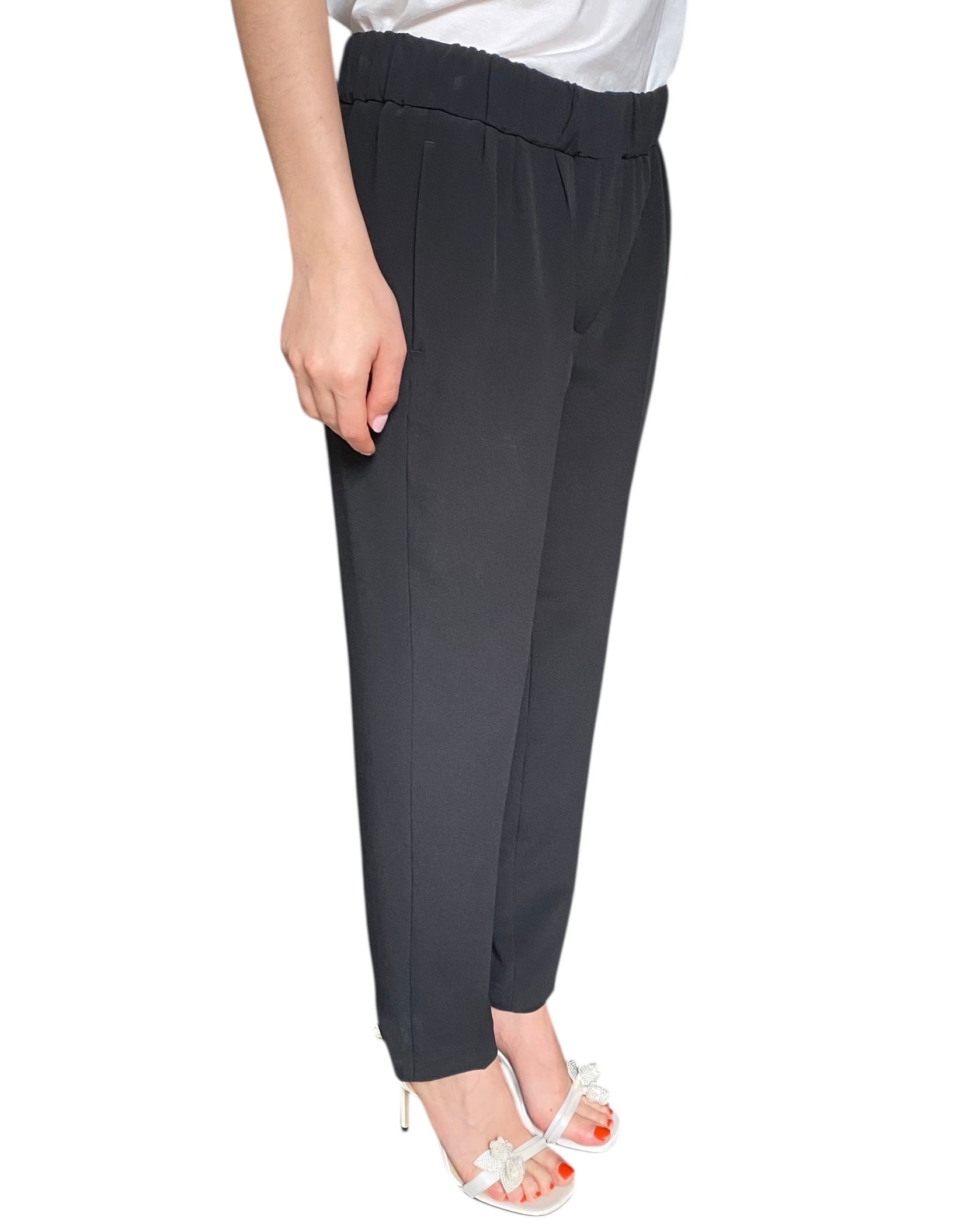 Brunello Cucinelli Black Silk Blend Tailored Jogger Pants for Women - Size IT 44 / US 8 - Premium Comfort for Travel, Work & Casual Wear