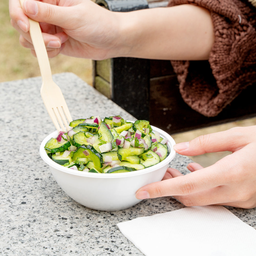 7 oz Round White Plastic Salad Bowls - 5
