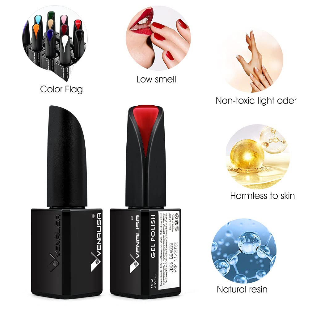 VENALISA 15ml Dark Blue Gel Nail Polish - Midnight Navy Blue Soak Off UV LED Gel Polish for Spring & Summer | DIY Manicure & Salon Nail Art Starter Kit (0.53 oz) - Perfect for Home Use, Parties, Weddings & Special Occasions