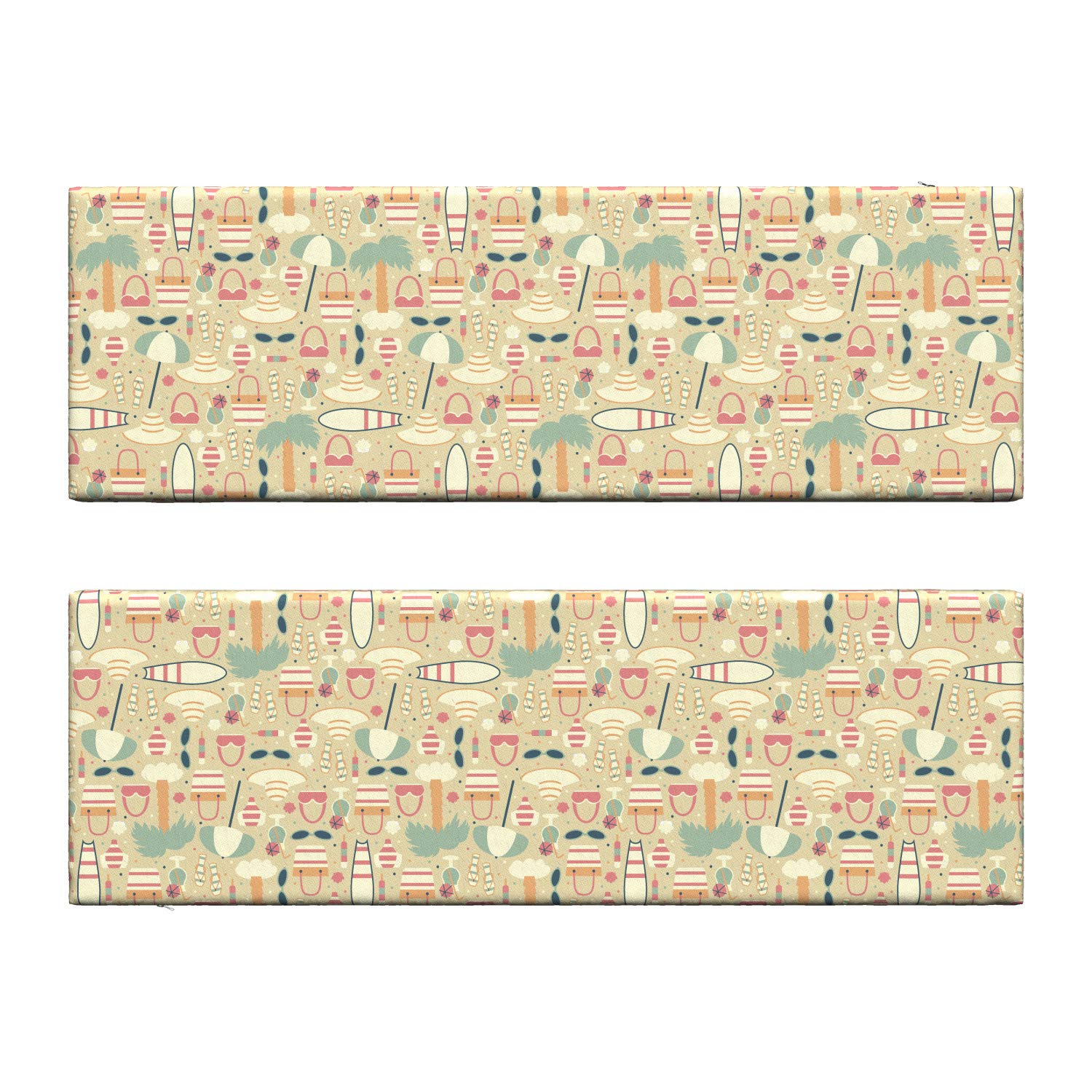 Ambesonne Beach Bench Cushion Set of 2 - Tropical Island Print with Retro Fashion Design - 45