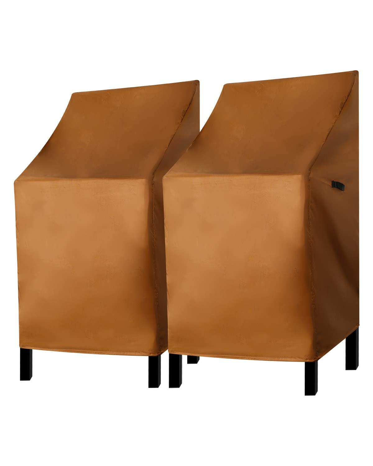 **RosieLily High Back Patio Chair Covers - Waterproof Heavy Duty Stackable Outdoor Bar Stool Covers - Brown Furniture Protectors for Patio, Deck, Garden, and Poolside - 2 Pack - Perfect for Outdoor Lounging, BBQs, and Relaxation**