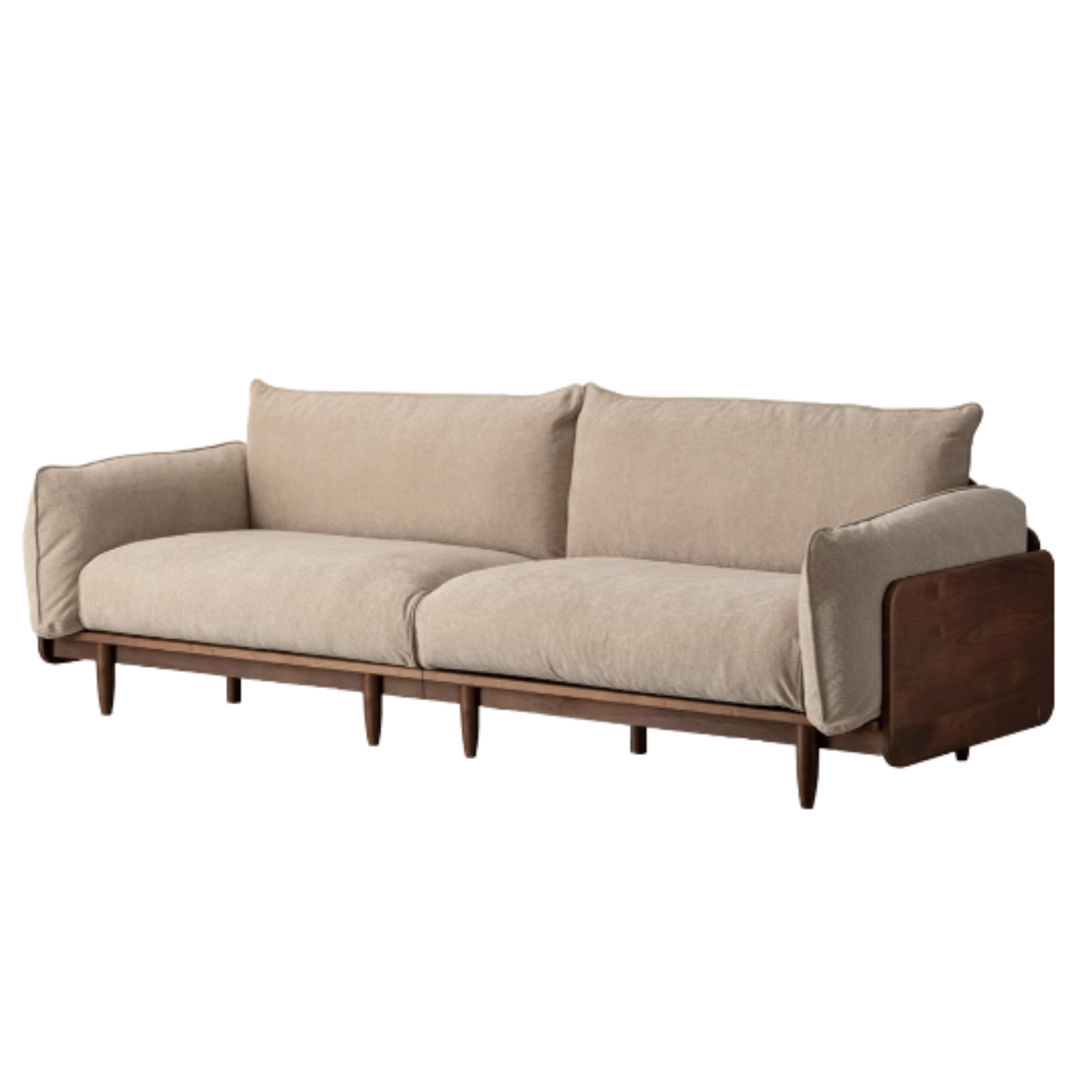 Premium Black Walnut Solid Wood Genuine Leather Sofa - Handcrafted Fabric Sofa for Living Room, Lounge & Office - Modern Comfort Furniture for Home Decor