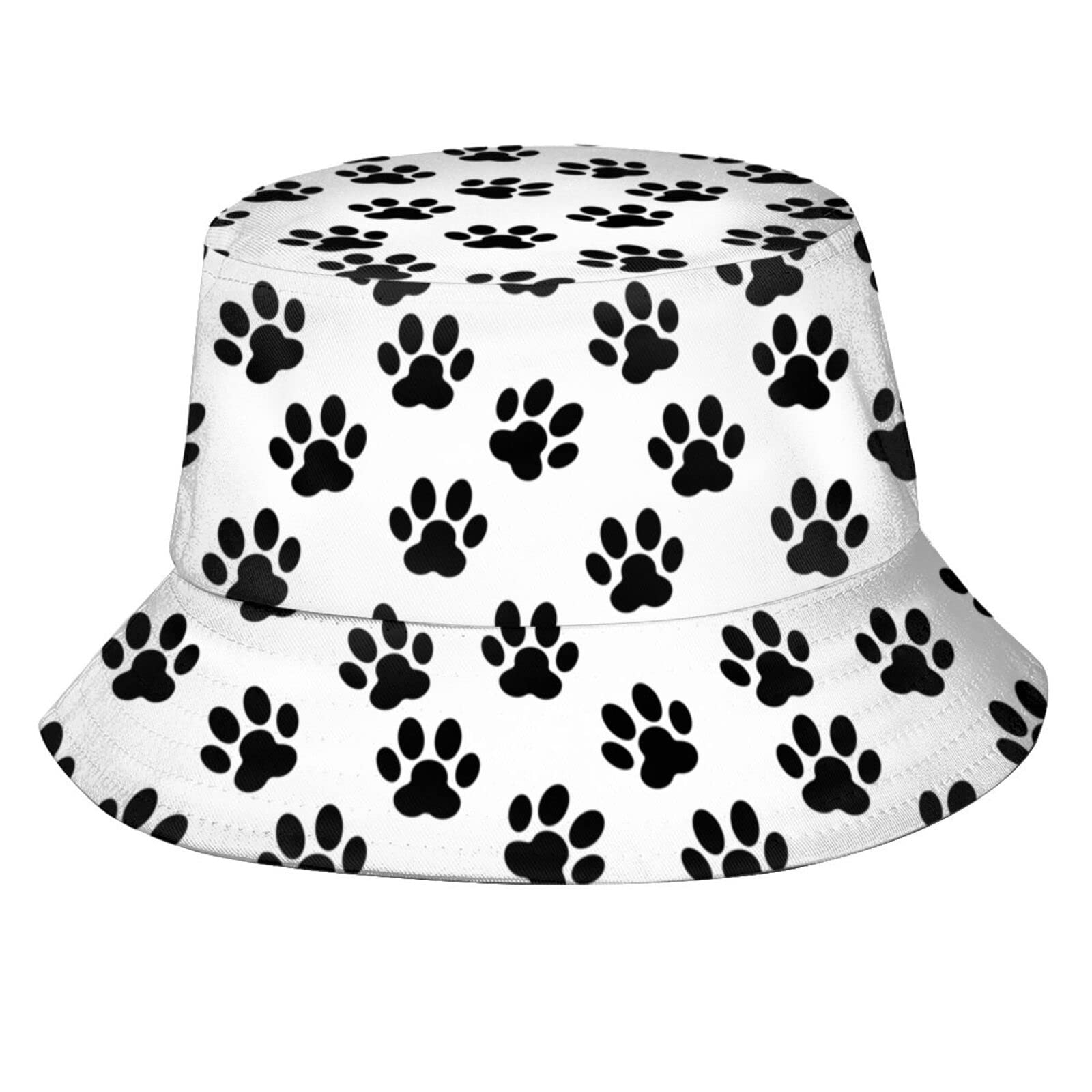 Colorful Dog & Cat Paw Print Bucket Hat for Men, Women & Teens - Adjustable Sun Hat for Travel, Beach, Fishing, Golf & Outdoor Activities | UV Protection Summer Hat