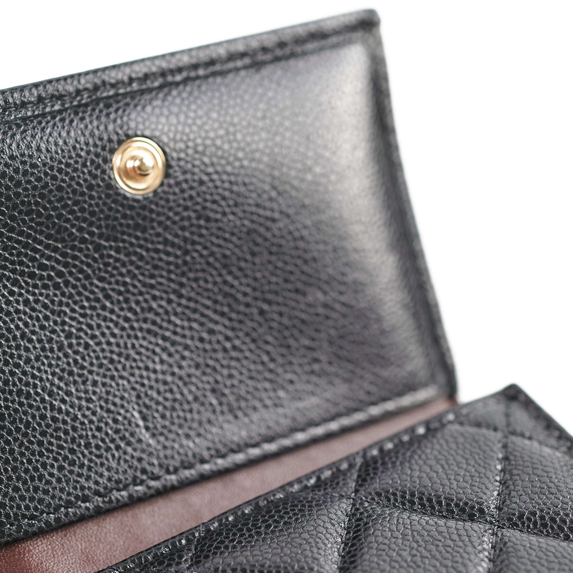 Chanel Caviar Leather Tri-Fold Wallet for Women - Black Luxury Designer Wallet for Everyday Use & Special Occasions