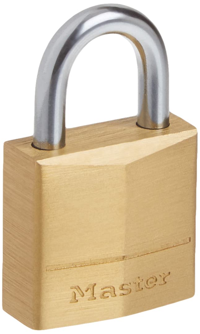 Master Lock Padlock - Solid Brass Heavy Duty Security Lock, 3/4 Inch Shackle, 4-Pack Keyed Alike (120Q) - Ideal for Lockers, Toolboxes, Storage Units & Outdoor Gates