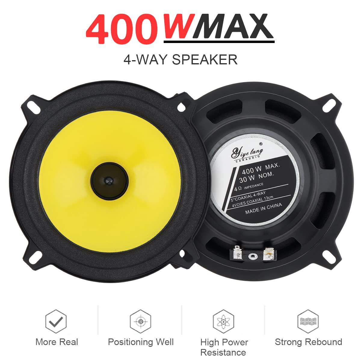2PCS 5 Inch Full Range Car Audio Speakers - Heavy Mid-Bass, Ultra-Thin Design for Non-Destructive Installation | Perfect for Car Audio Upgrades & Custom Sound Systems