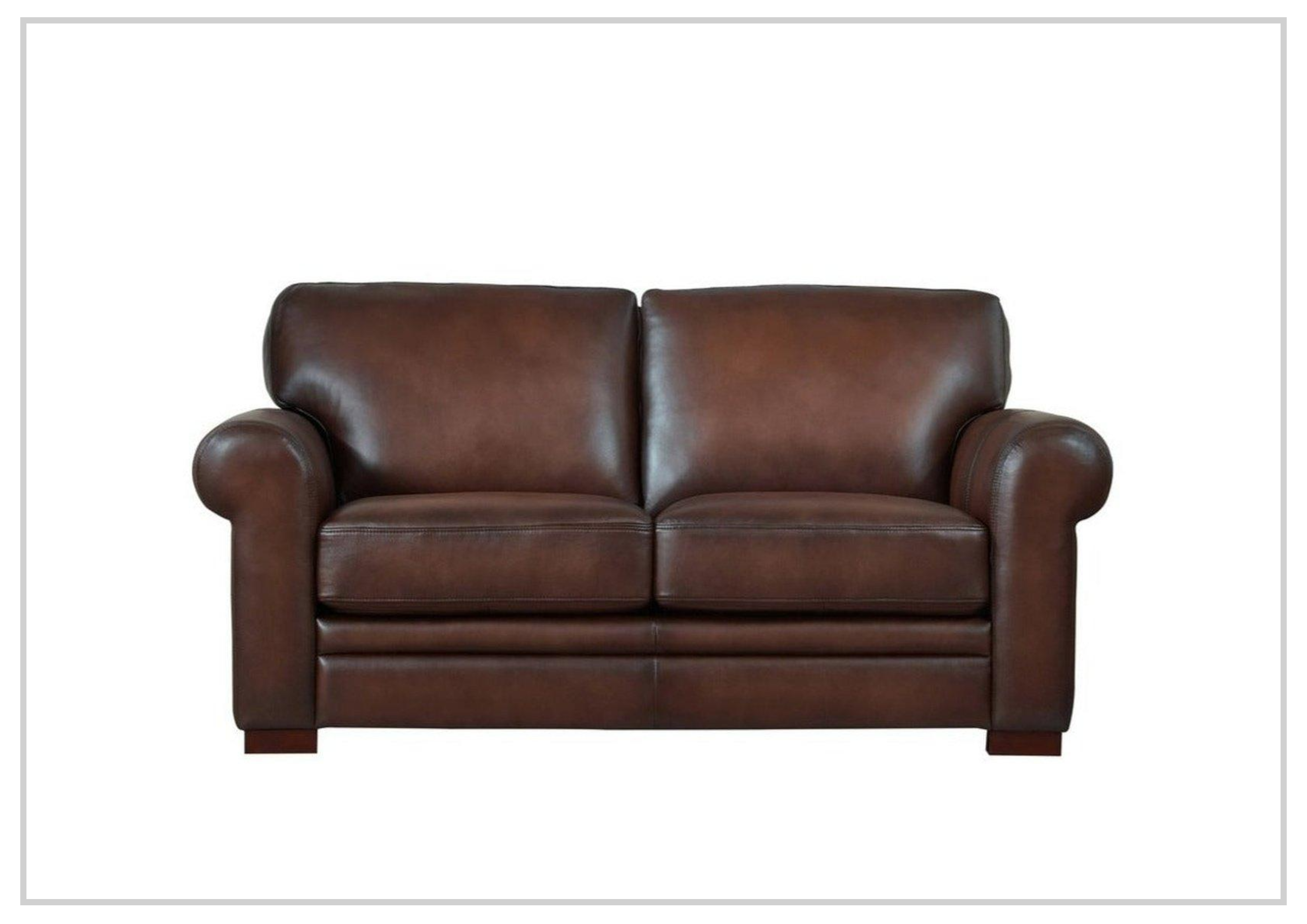 Top Grain Leather Loveseat Sofa - Hydeline Brookfield Brown | Genuine Leather Small Couch for Living Room, Office & Lounge | Comfortable 2-Seater Sofa for Home Decor