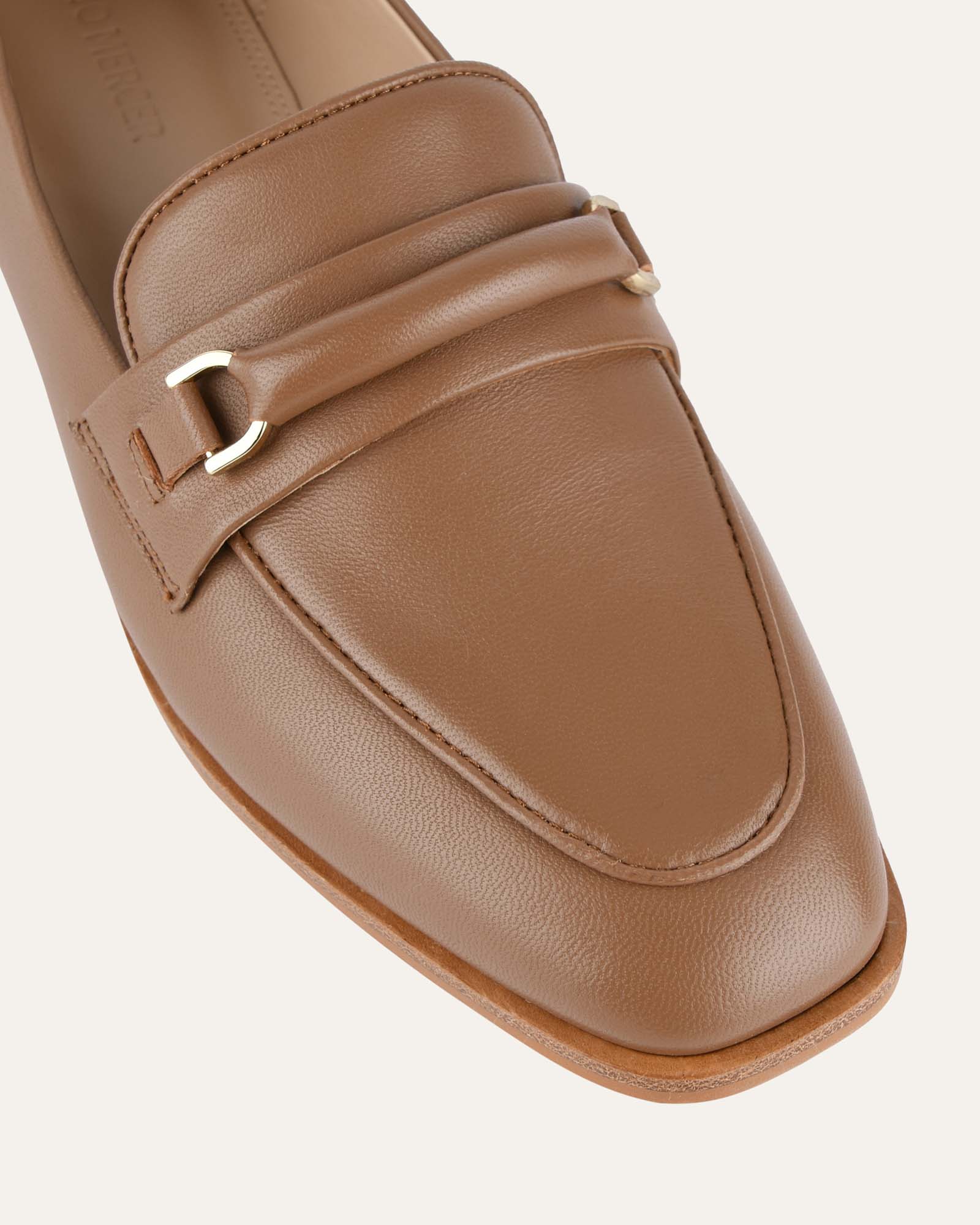 ATHENA LOAFERS for Women - Genuine Caramel Leather Slip-On Shoes - Comfortable & Stylish for Work, Office, and Casual Wear