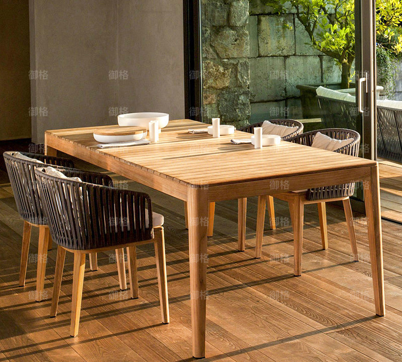 6 chairs 240cm teak long table